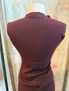 Pleated Mock Neck Burgundy Sweater Top