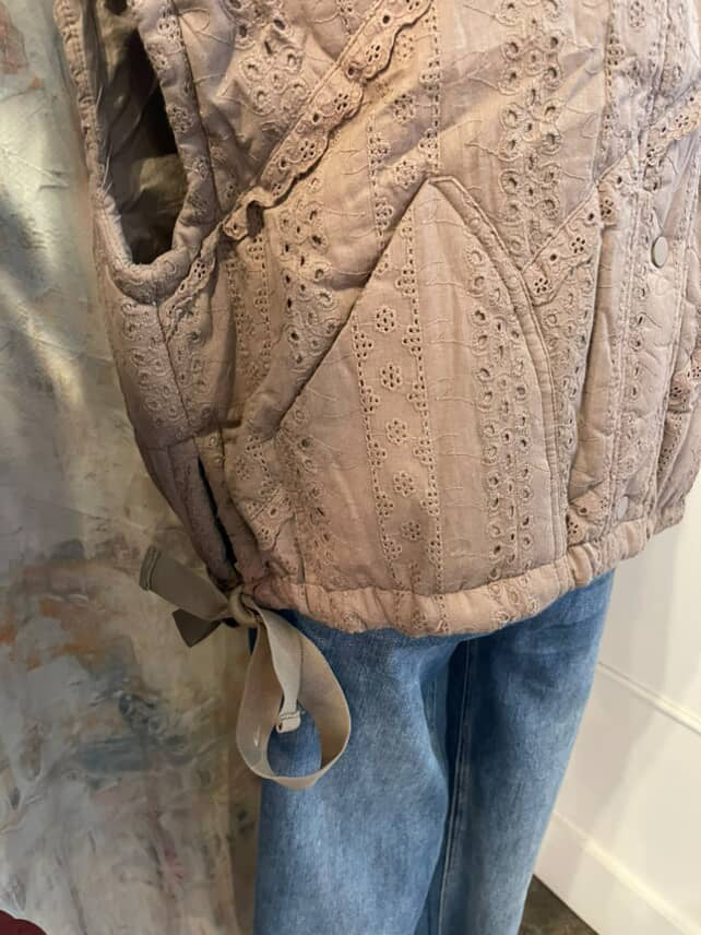 Lace Crochet Trim Puff Vest