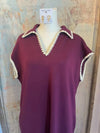 Trim Detail Plum Dress with Pockets