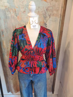 3/4 Sleeve V Neck Print Tip