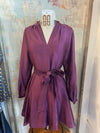Ruffled Collar Split Neck Dress with Slip