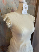 Round Neck Flutter Sleeve Sweater Top