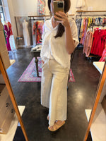 Stretched Cotton Wide Leg Pants