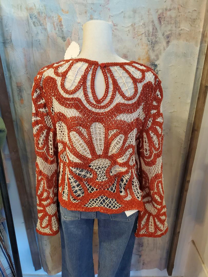 Floral Croche Long Sleeve Top