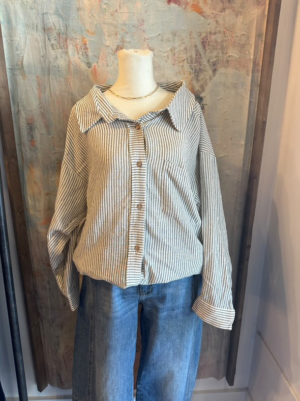 Stripe Gauze Button down Shirt