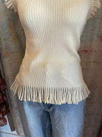 Round Neck Flutter Sleeve Sweater Top