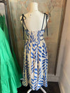 Tie Strap Blue Print Dress with Pockets