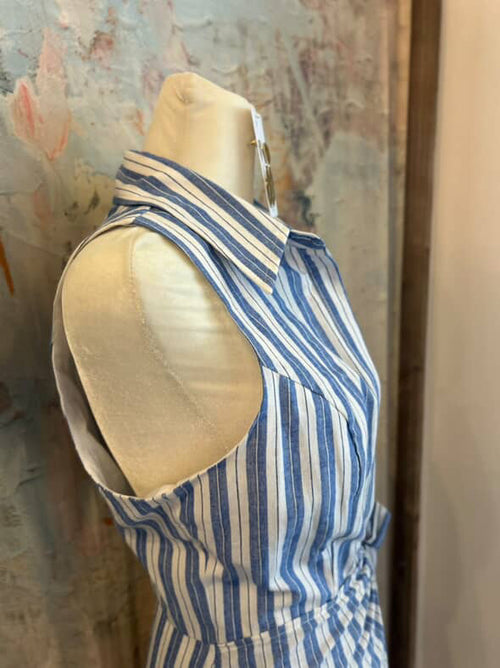 Striped Side Tie Sleeveless Dress