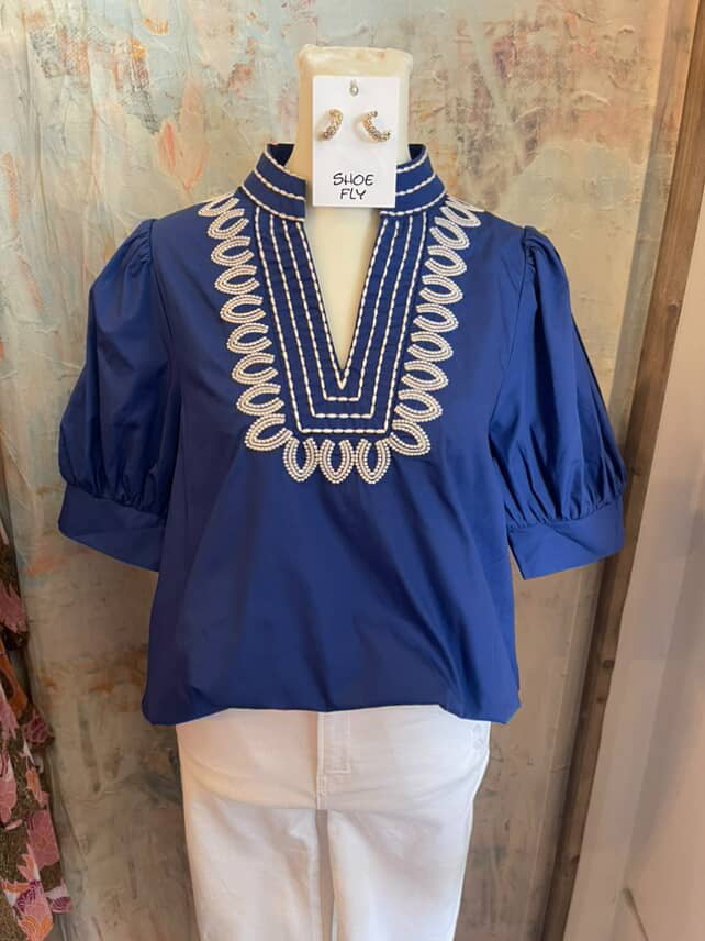 Solid Cuff Short Puff Top