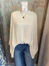 Washed Poly Silk Boat Neck Top