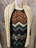 Tie Shoulder Chevron Rib Dress (with cardigan)