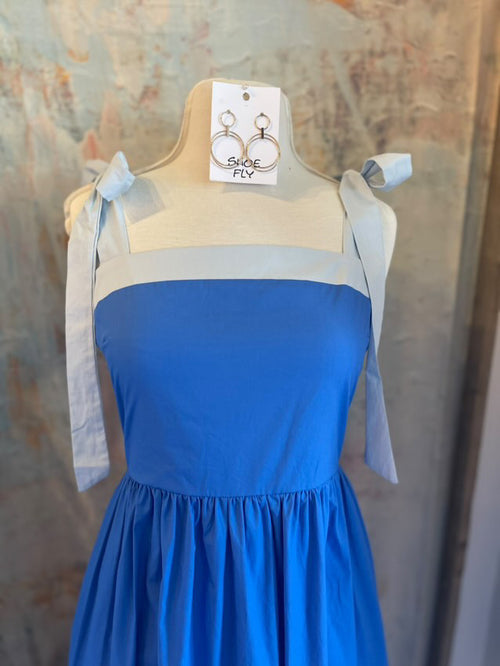 Tie Shoulder Colorblock Dress