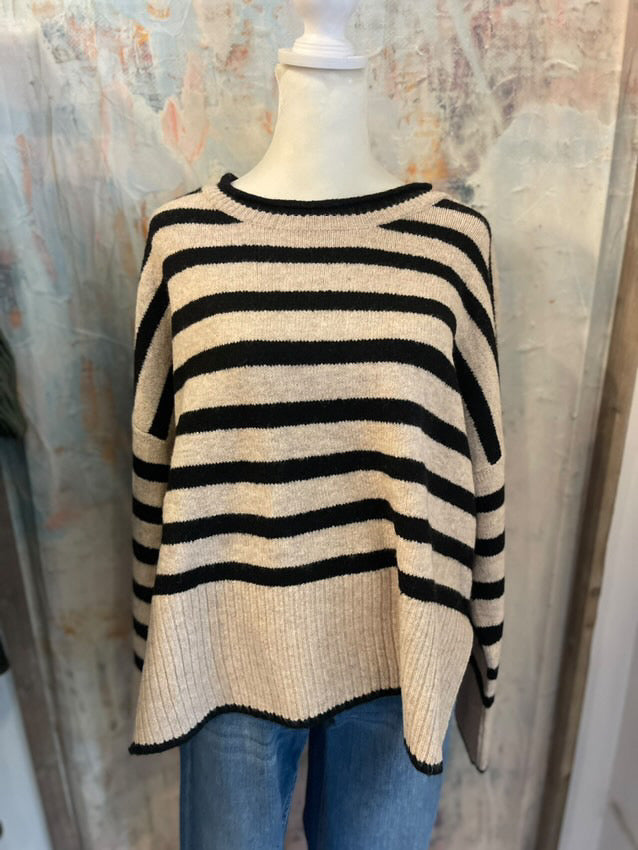 Wide Rib Stripe Sweater