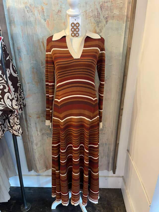 Multicolor Stripe Long Sleeve Dress