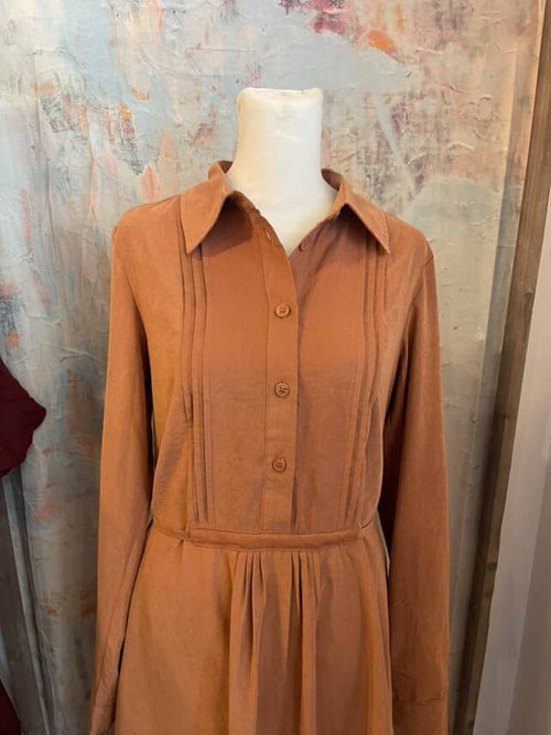 Tie Back Button Shirt Dress with Pockets