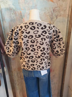 Animal Print Short Sleeve Sweater Top