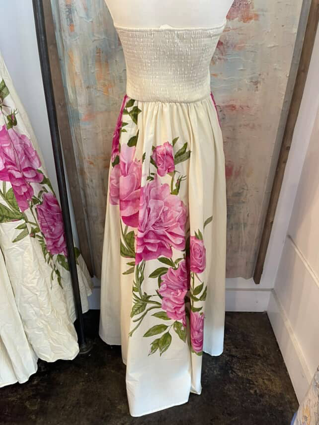 Strapless Floral Dress with Pockets