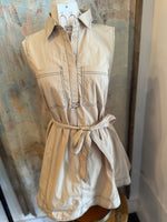 Taupe Top Stitch Shirt Dress