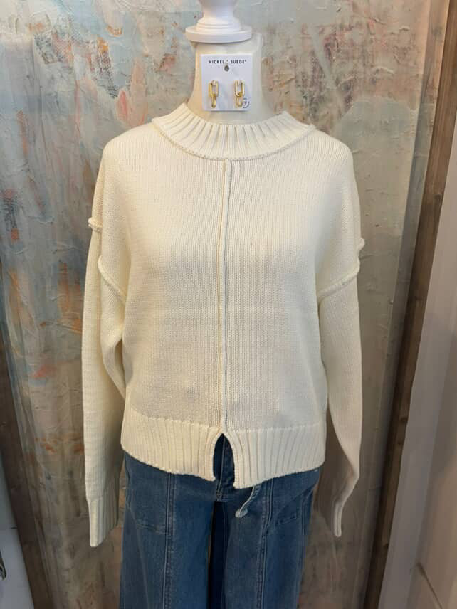 Crew Neck Seam Detail Sweater