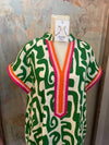 Short Sleeve V Neck Print Dress with Pockets