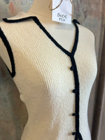 Collared Button Down Contrast Sweater Vest