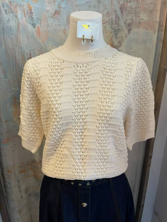 Knit Short Sleeve Sweater Top