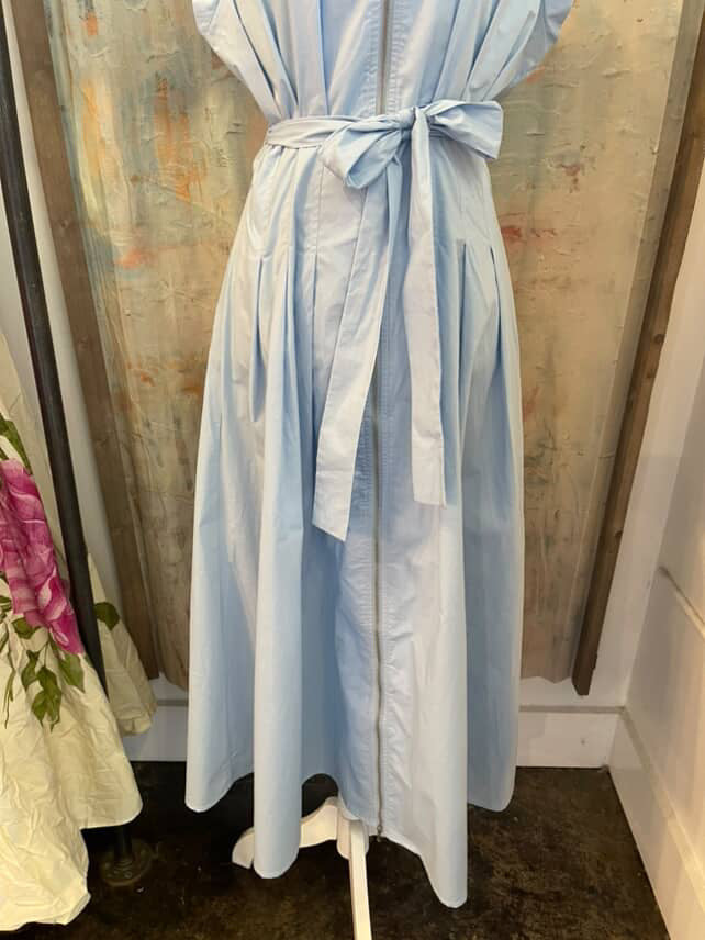 Zip Front Collar Dress with Tie