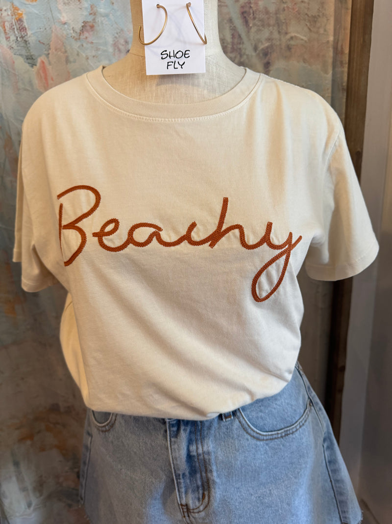 Just Beachy  Embroidery Tee