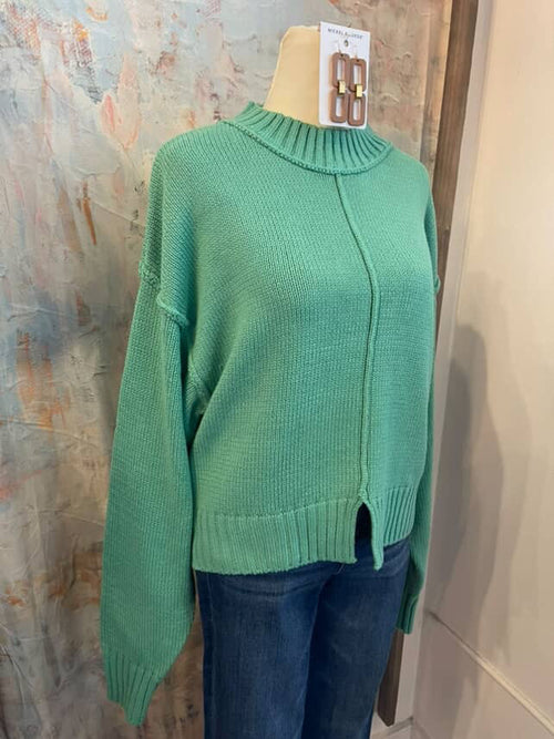 Crew Neck Seam Detail Sweater