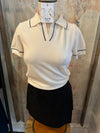 Contrast Trim Knitted Polo Top