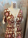 Brown Midi Print Dress with Pockets