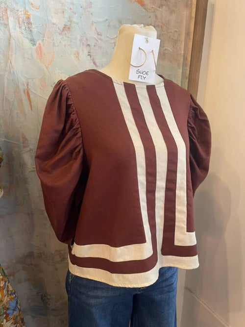 Two Tone 3//4 Sleeve Top