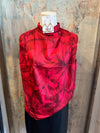 Red Black Floral High Neck Top