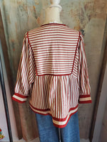 Stripe Peplum Tie Front Top