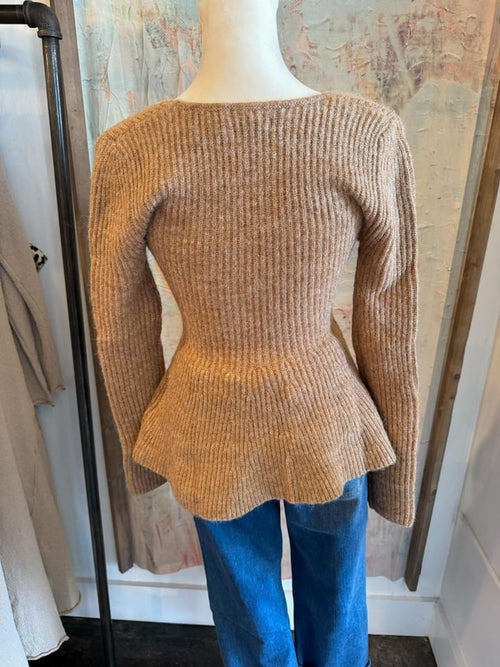 Sweater Knit Long Sleeve Peplum Bottom