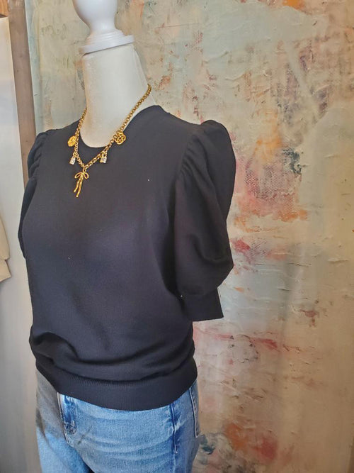 Short Sleeve Round Neck Detail Top