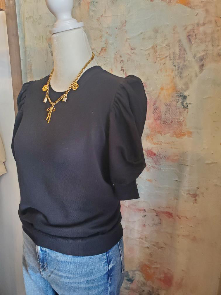 Short Sleeve Round Neck Detail Top