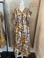 Brown Floral Side Tie Dress