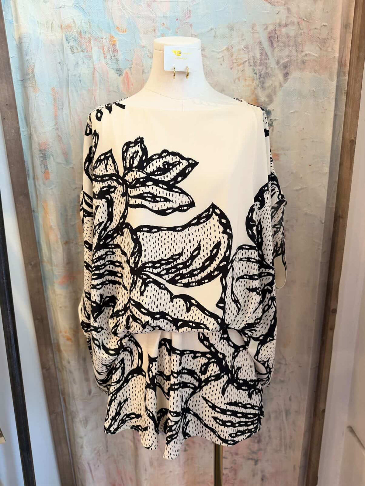 Ivory Black Print Skirt/Short Underlay