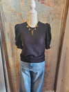 Short Sleeve Round Neck Detail Top