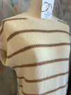 Stripe Short Sleeve Lightweight Sweater Top
