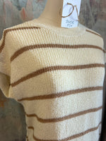 Stripe Short Sleeve Lightweight Sweater Top