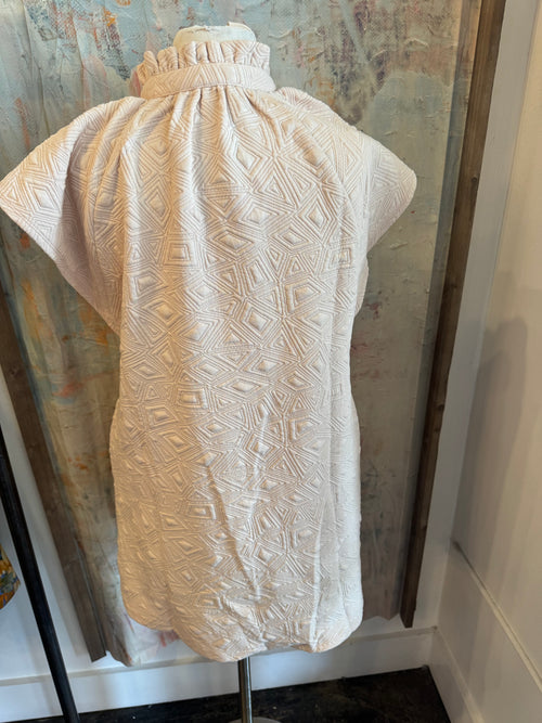 Short Sleeve Texture Dress with Pockets