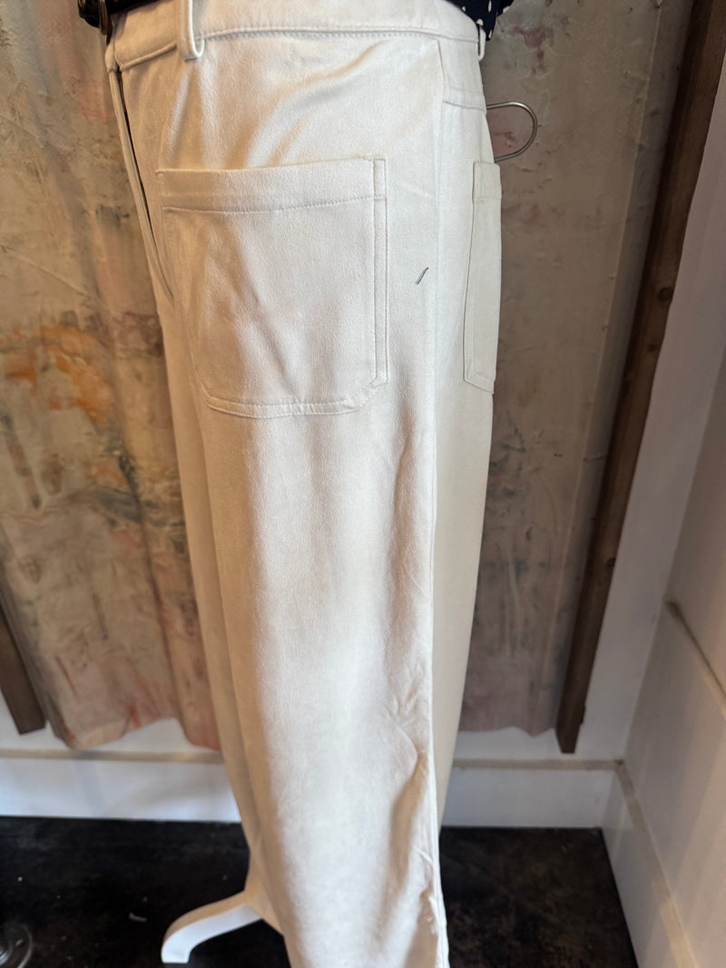 Faux Suede Wide Leg Pant