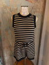 Black/Cream Stripe Romper