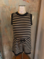 Black/Cream Stripe Romper