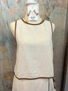 Contrast Trim Linen Top