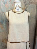 Contrast Trim Linen Top