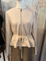 Cream Suede Jacket with Tie