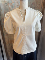 Slit Neck Faux Leather Top